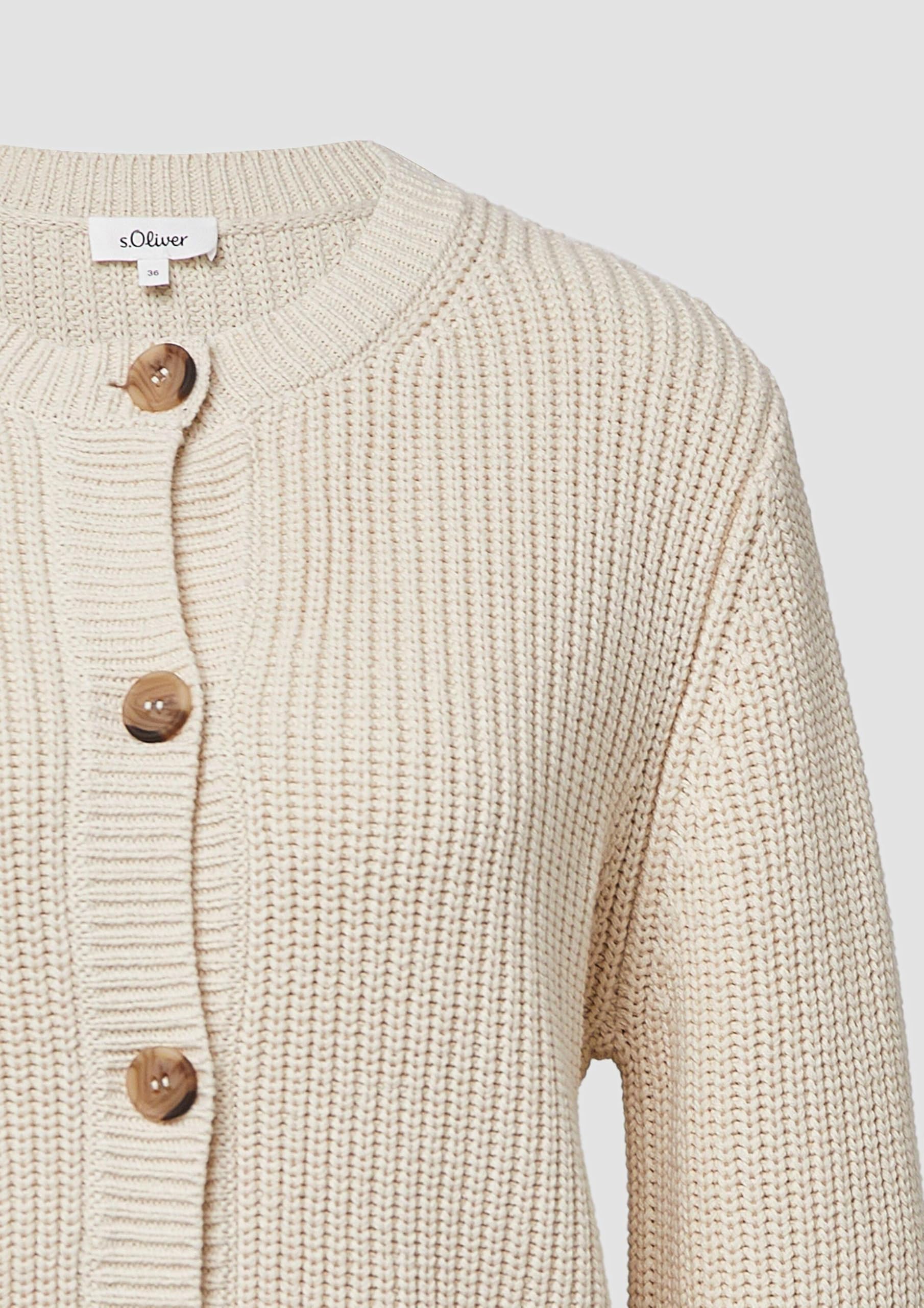 s.Oliver Junior Cardigan Baumwollmix Ripp-Optik Sand