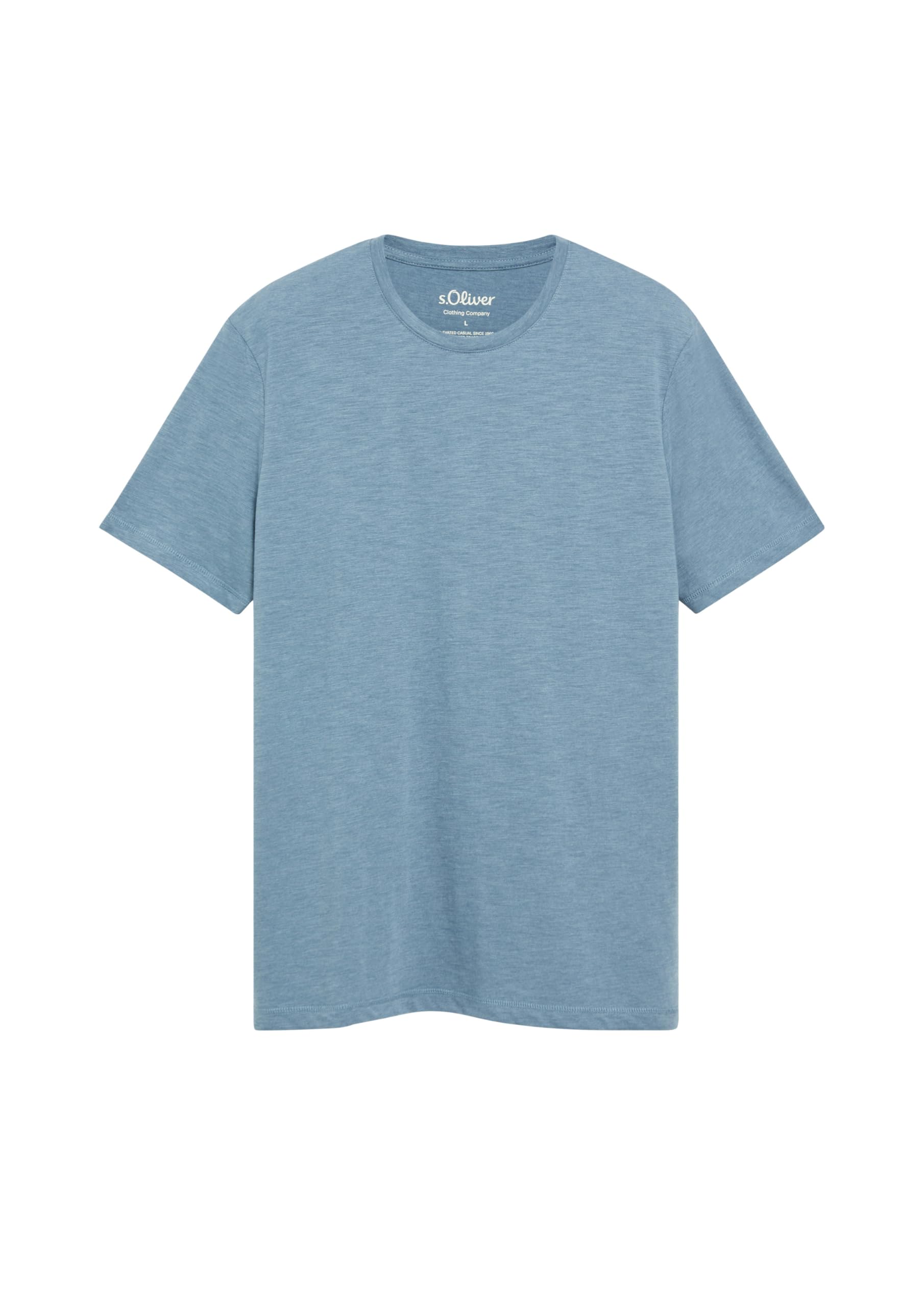 s.Oliver T-Shirt V-Ausschnitt Baumwollmix Blau Regular