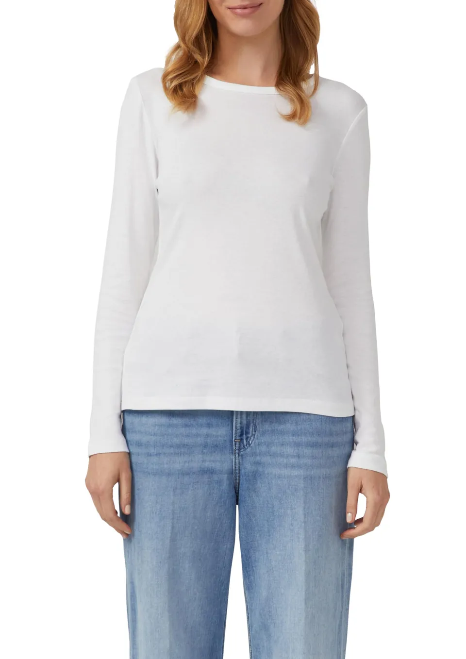 s.Oliver Damen Langarm T-Shirt weiß schwarz 1er Pack