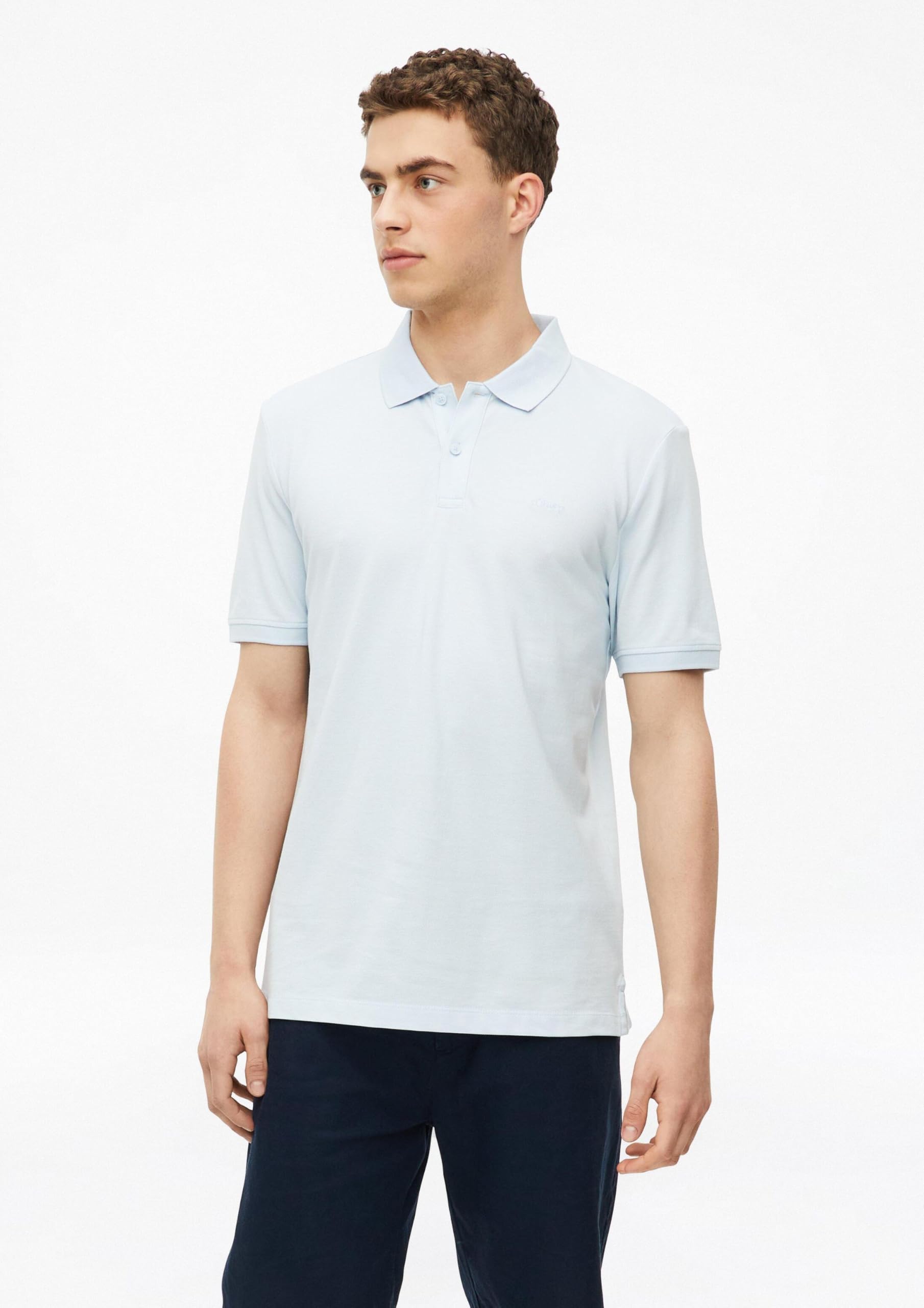 s.Oliver RED LABEL Polo-Shirt Baumwolle blassblau kurzarm