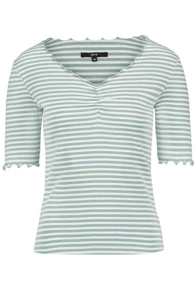 zero Halbarm-Shirt mit Raffung Shirt 38 Blue Cream