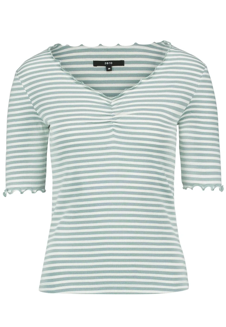 zero Halbarm-Shirt mit Raffung Shirt 38 Blue Cream