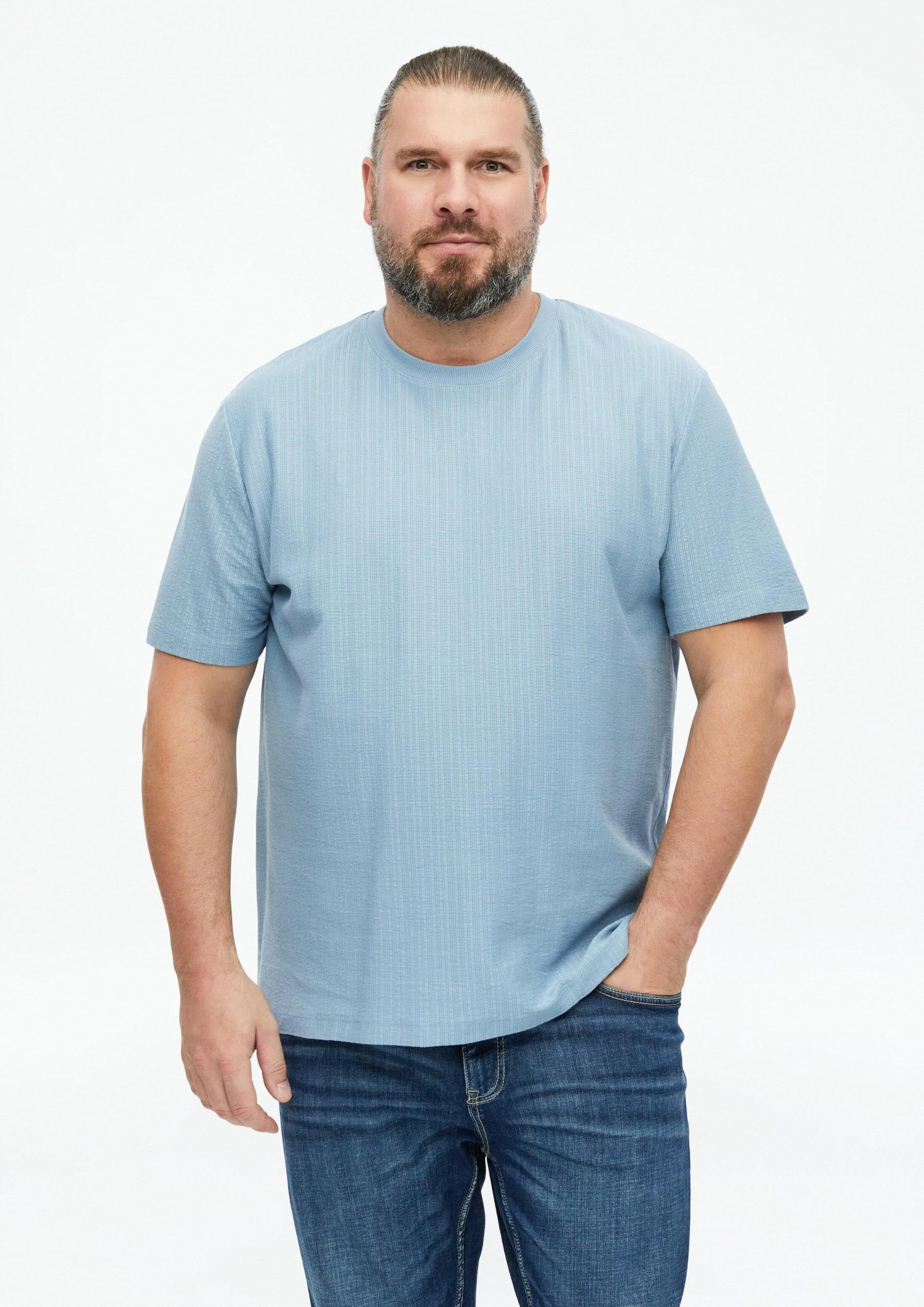 s.Oliver Junior T-Shirt Rippstruktur Hellblau 3XL