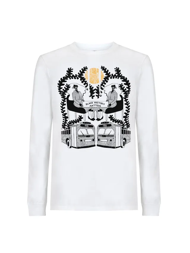 dna merch Montgomery Busboykott Langarmshirt Damen weiß Baumwolle