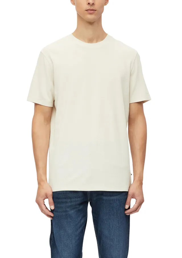 s.Oliver Waffeljersey T-Shirt Beige reine Baumwolle