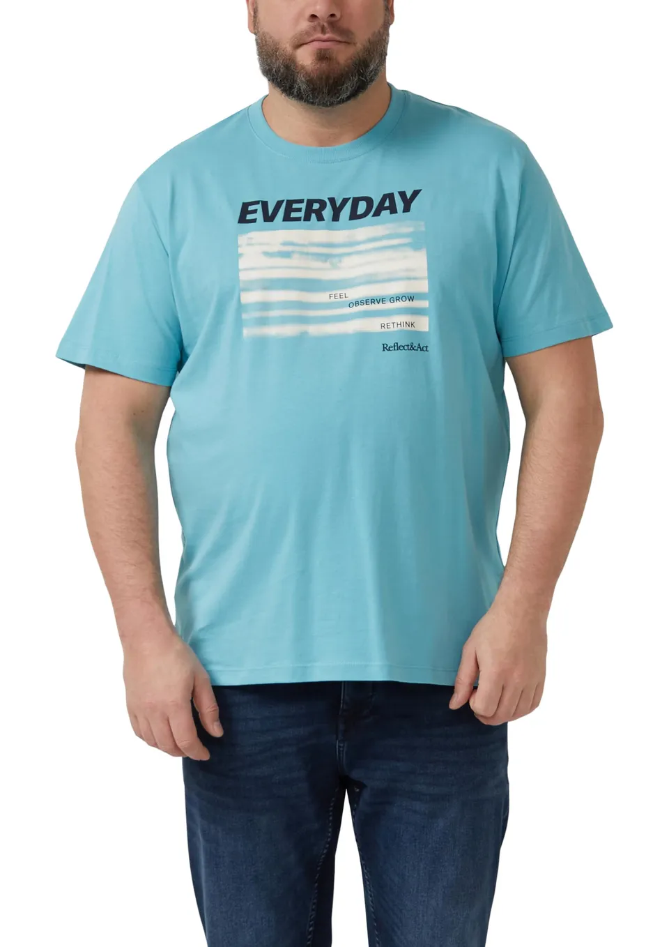 s.Oliver T-Shirt Baumwolljersey Frontprint Türkis XXL