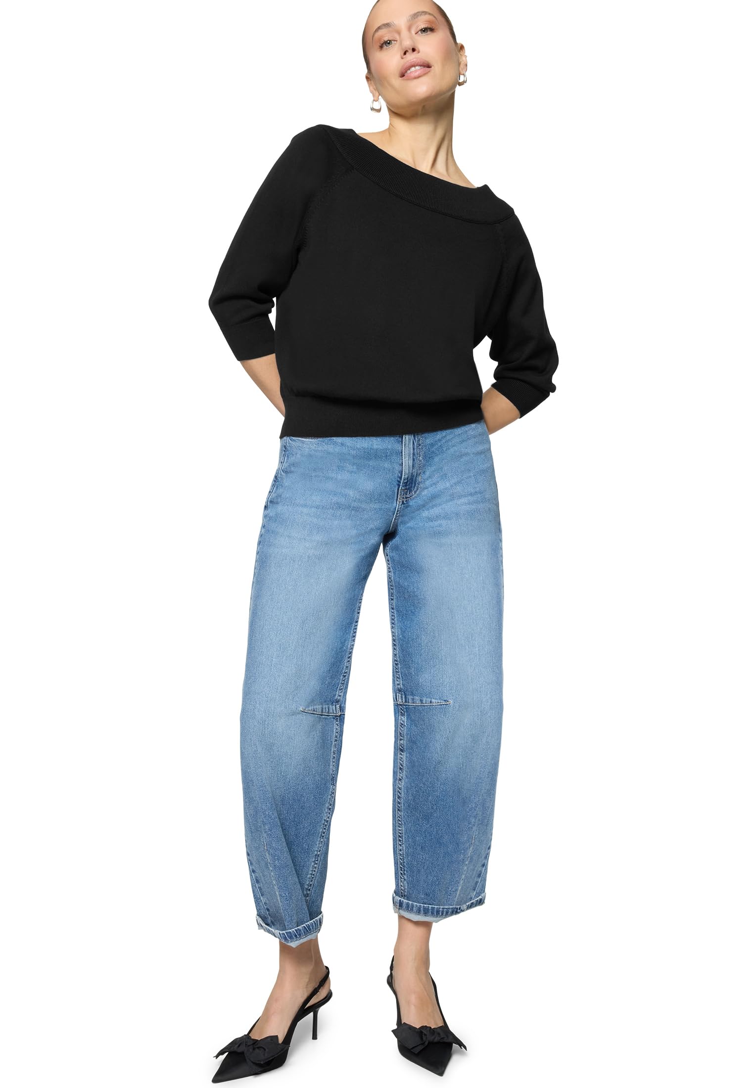zero Strickpullover mit Carmenausschnitt Damen Winter