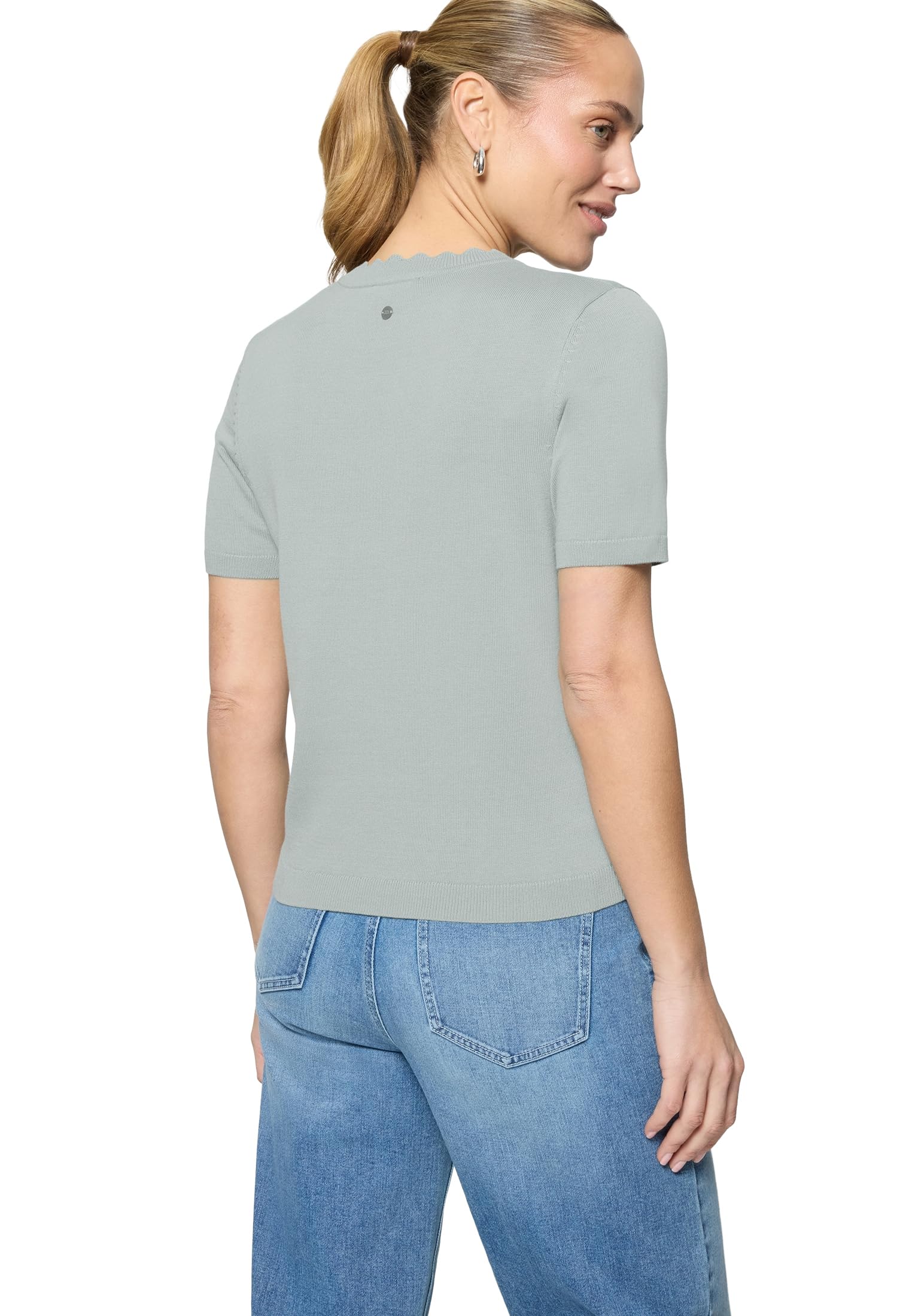 zero Kurzarmpullover mit Wellensaum Gr.40 Silver Blue