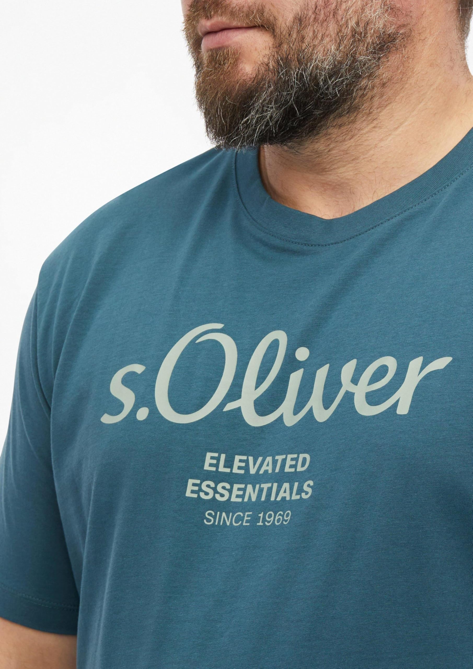 s.Oliver Big Size Fit Herren T-Shirt Label-Print Jersey