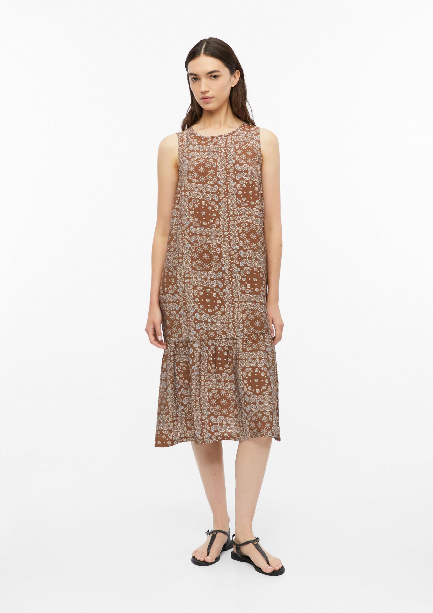 s.Oliver Red Label Kleid mit All-Over-Print und Raffung karamell