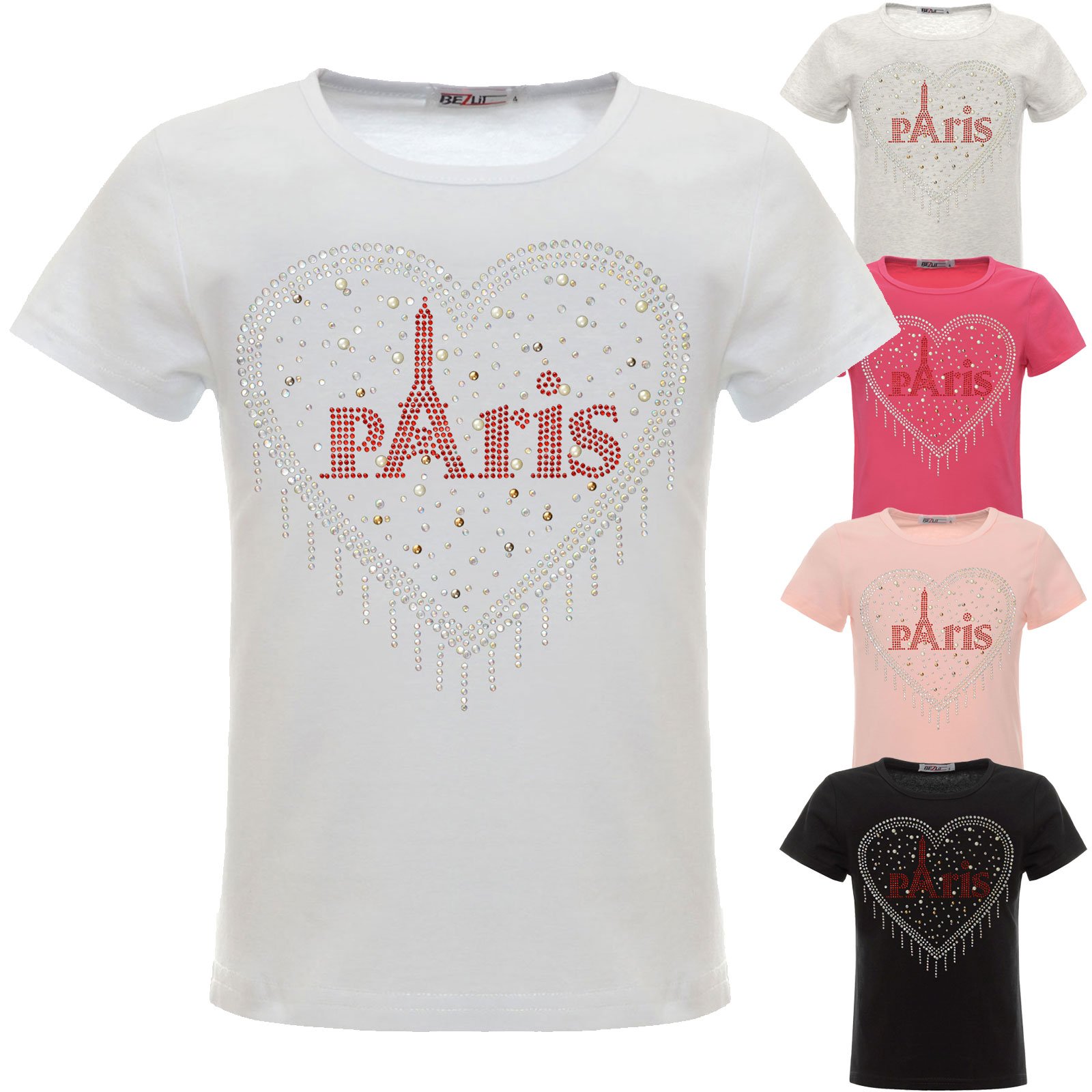 BEZLIT Love Herz T-Shirt Glitzer weiß 128