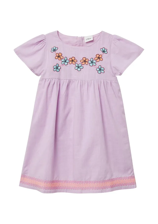 s.Oliver A-Shape Baumwollkleid 140 Rundhals Stickerei