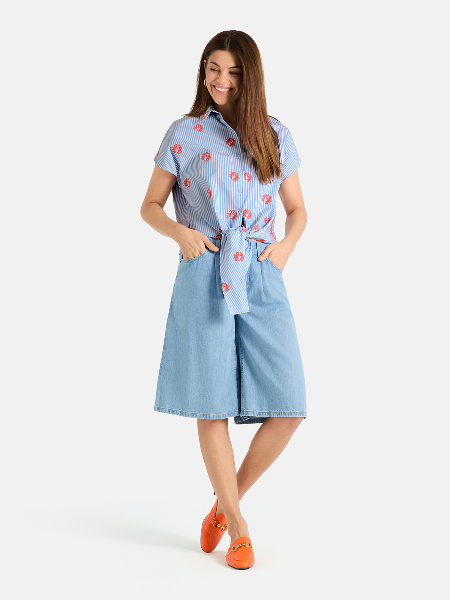 Lieblingsstück RiyaL Kurzarm Bluse blue bell Baumwolle