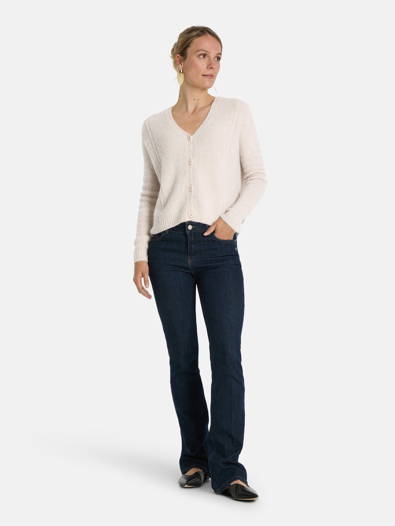 Lieblingsstück HenjaL Strickjacke beige Zopf Wollmix
