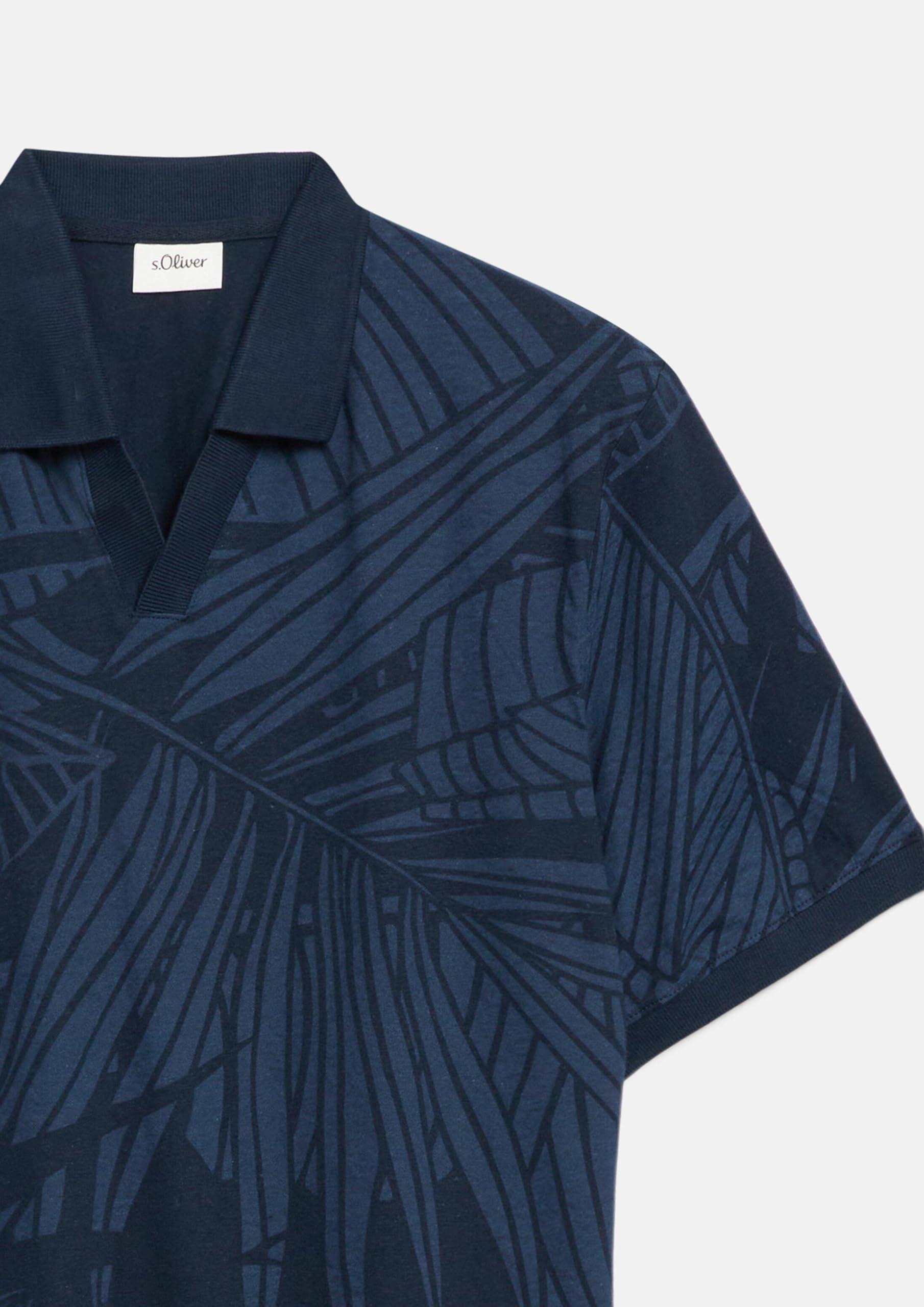s.Oliver Junior Print-Poloshirt Baumwoll-Leinen Olivgrün