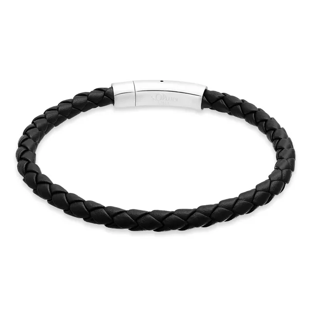 s.Oliver RED LABEL Armband Leder schwarz Edelstahl
