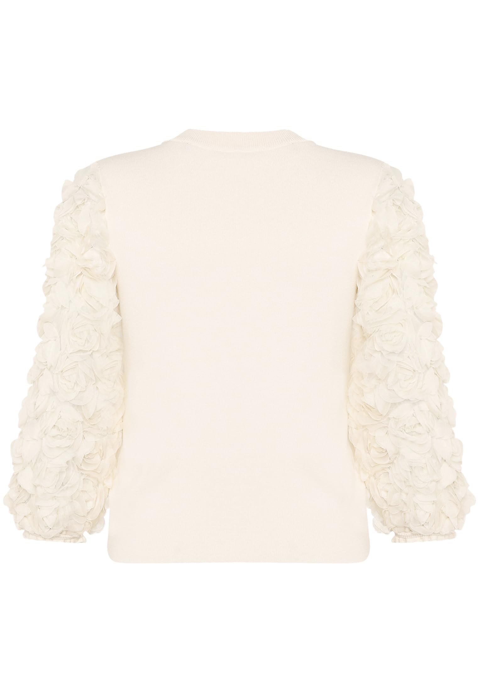 zero Feinstrickpullover 3D Blüten Gr.40 Eggnog