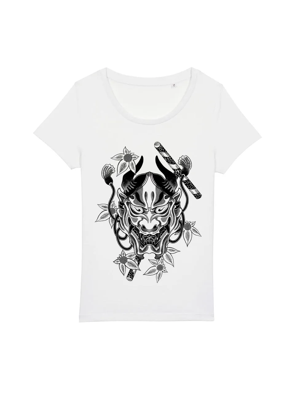 dna merch Hannya-Maske Damen T-Shirt weiß Tattoo