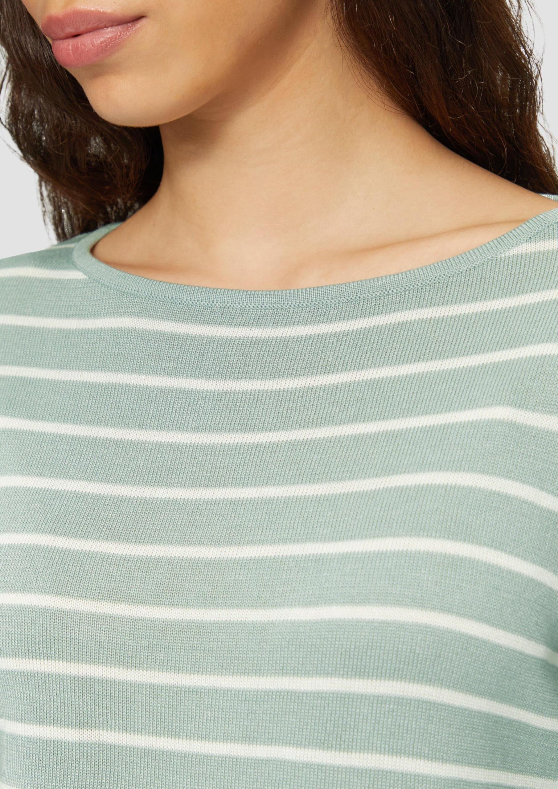 s.Oliver QS Ringel Strickpullover Viskosemix S salbeigrün