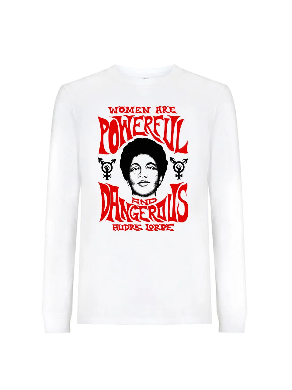 dna merch Powerful Dangerous Langarmshirt Weiß Baumwolle