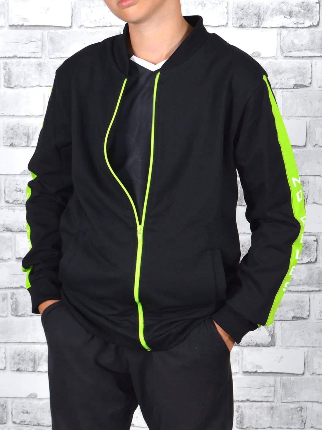 BEZLIT Jungen Sweatjacke Break Rules schwarz-hellgrün Zip
