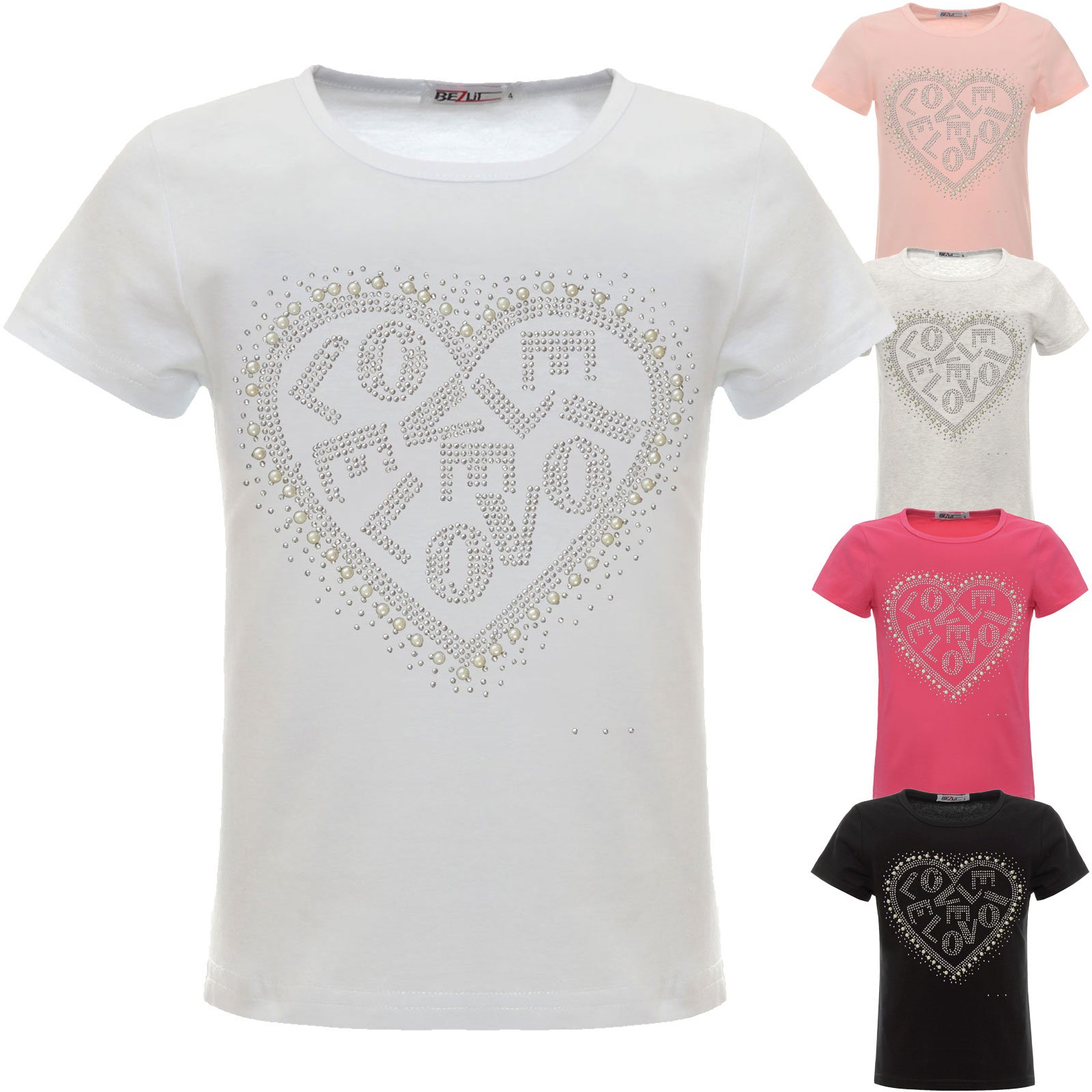 BEZLIT Mädchen T-Shirt Smile Glitzer Grau Baumwolle