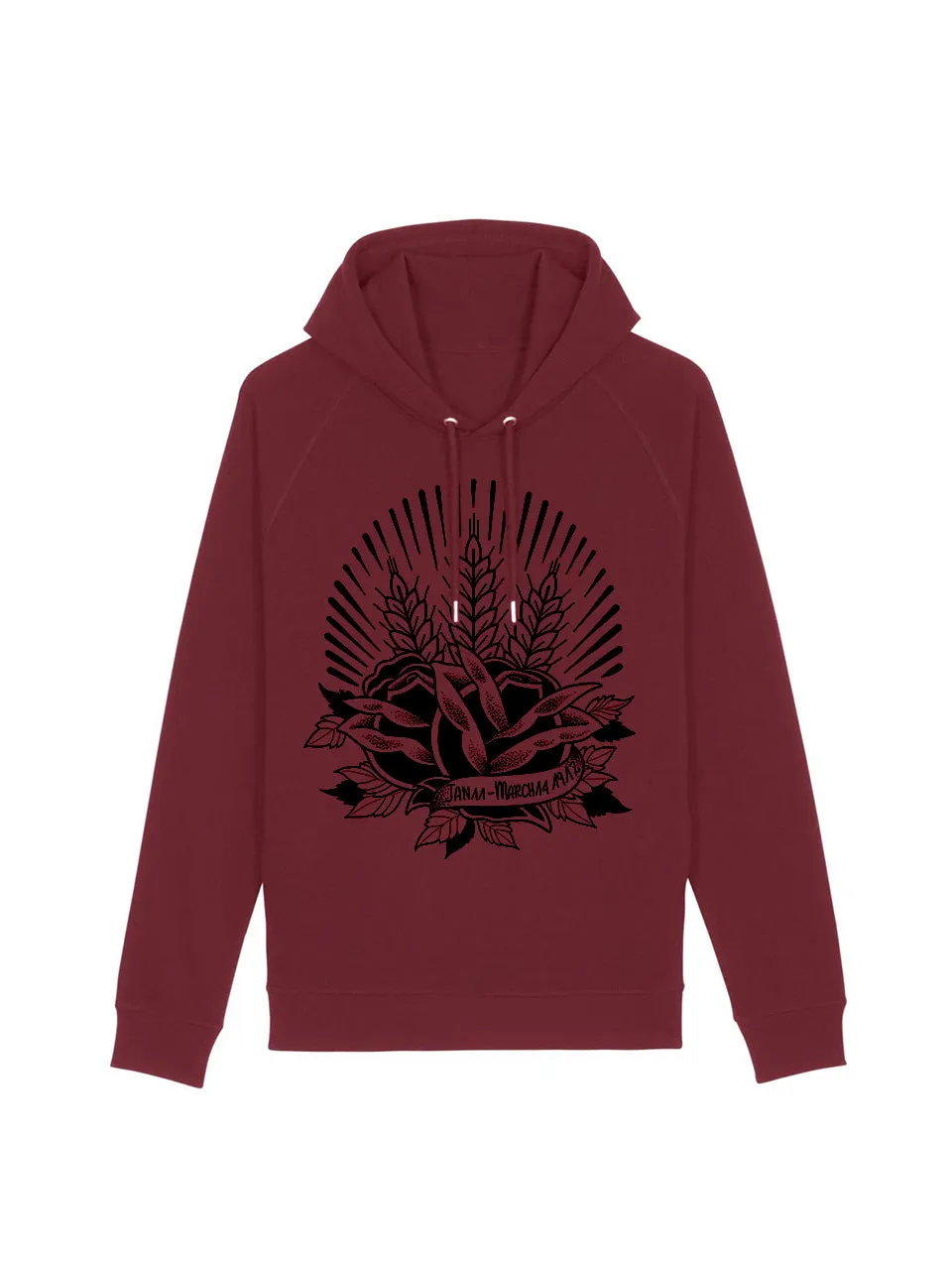dna merch Brot und Rosen Kapuzenpullover Burgunderrot Baumwolle