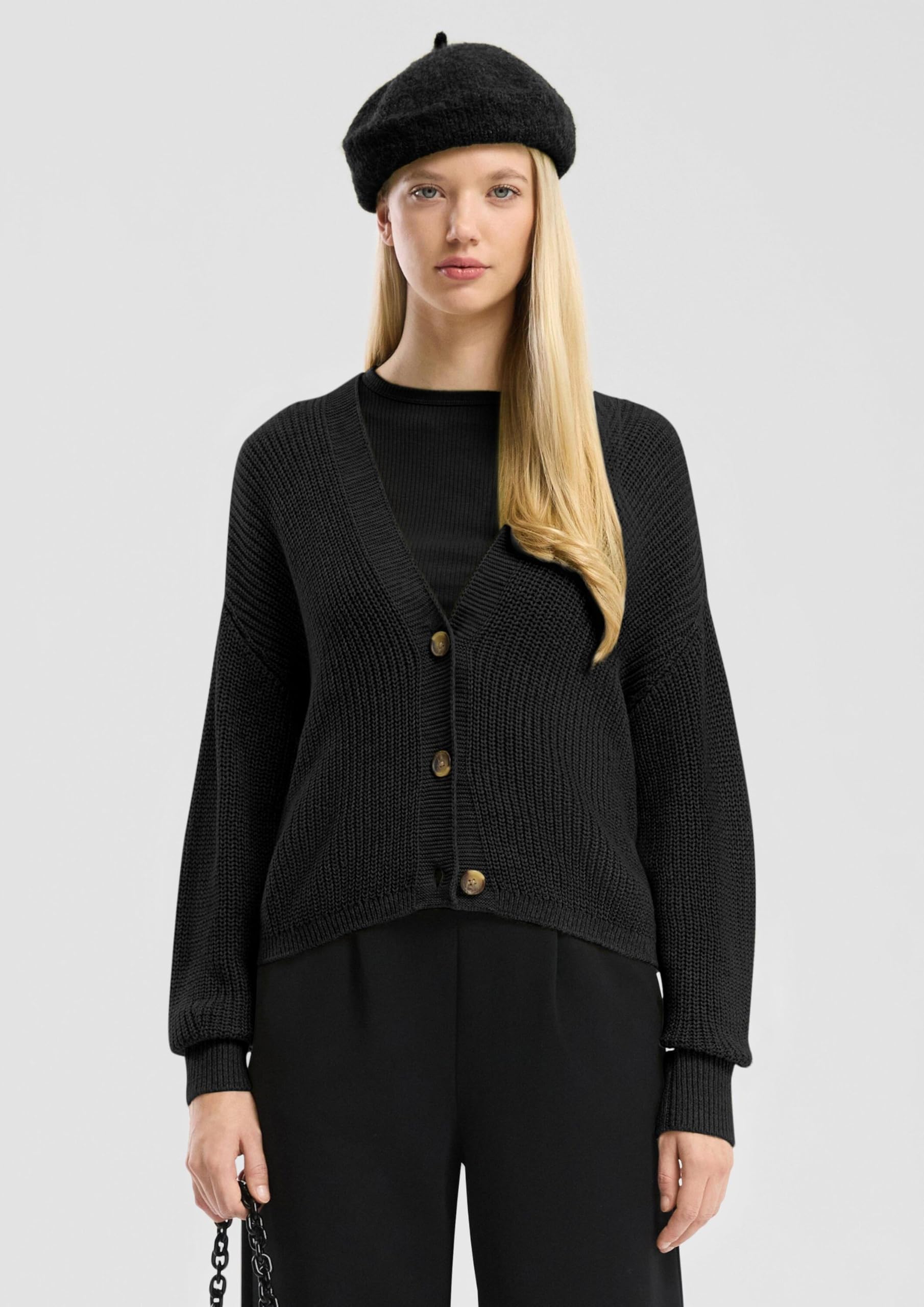 s.Oliver QS 2170513 Strickjacke Damen mit Knopfleiste