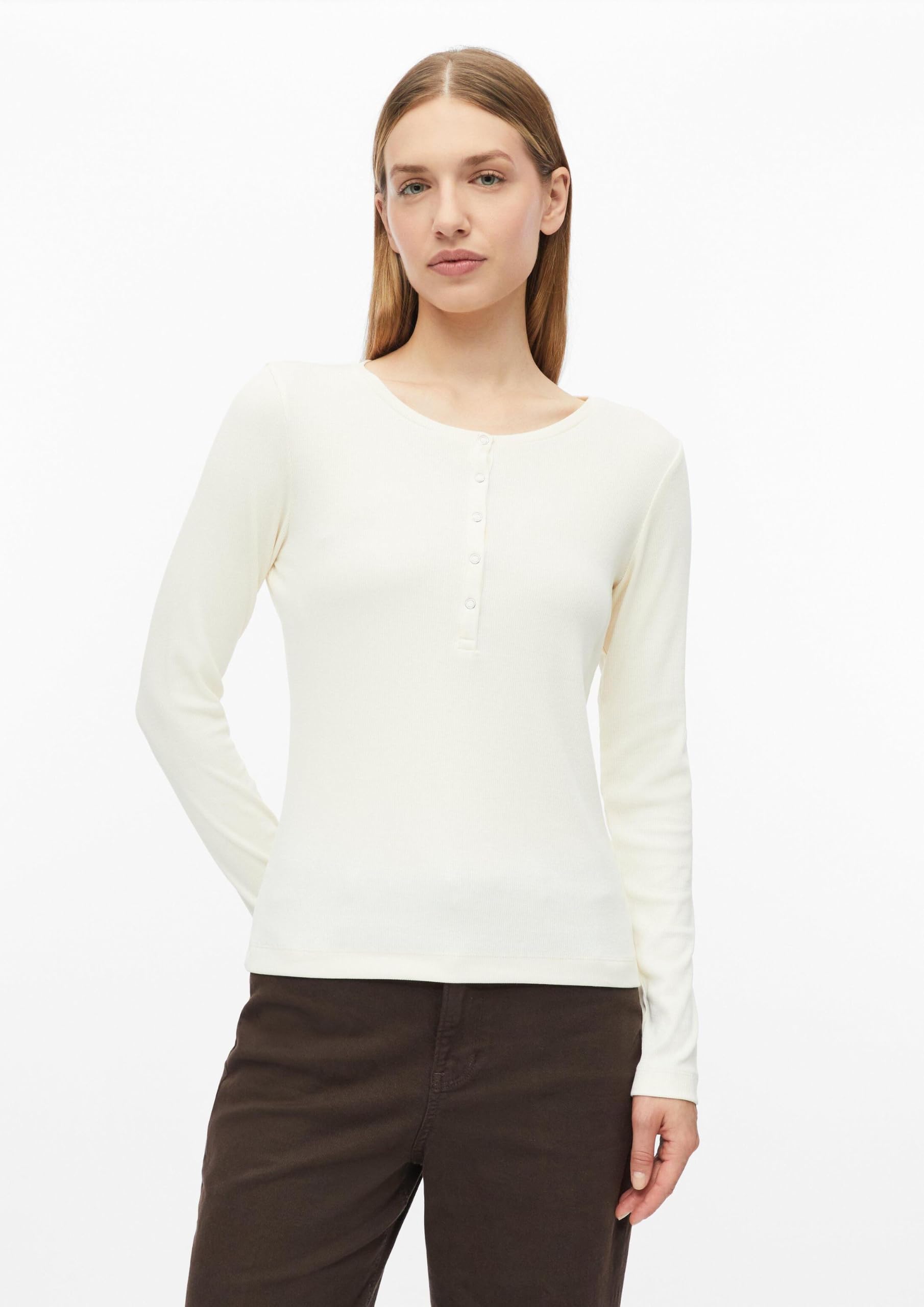 s.Oliver RED LABEL Ripp-Langarmshirt Slim Fit Knopfleiste