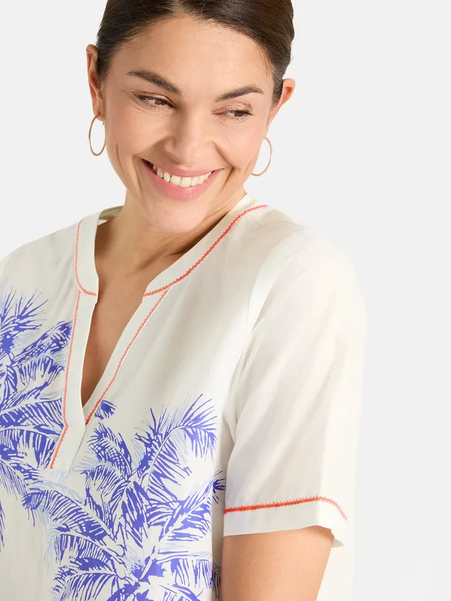 Lieblingsstück LunaL Bluse offwhite mit Palmen-Print
