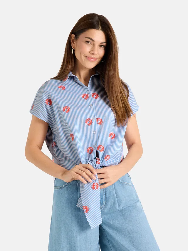 Lieblingsstück RiyaL Kurzarm Bluse blue bell Baumwolle