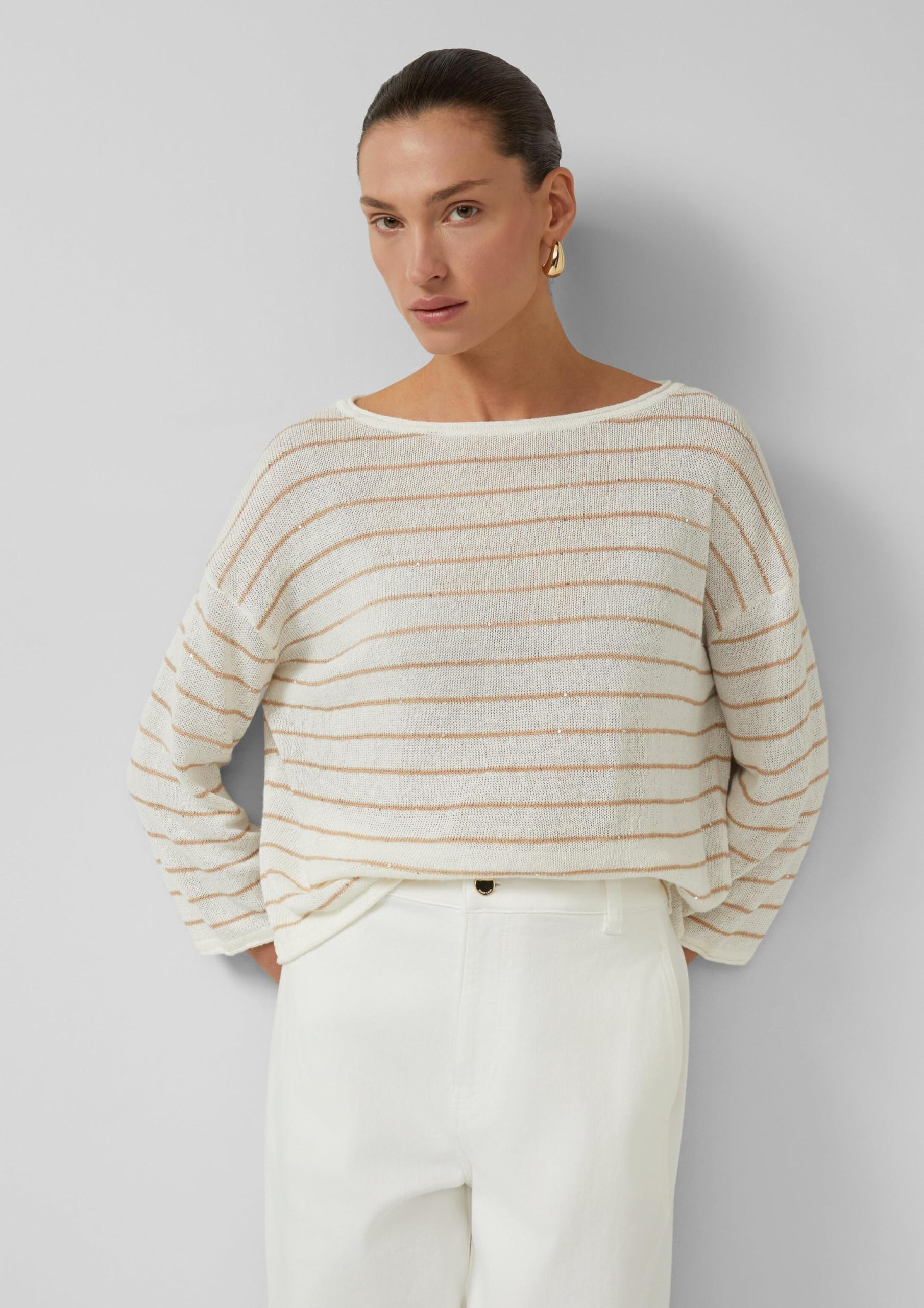 s.Oliver Red Label Strickpullover Leinenmix Pailletten Gr.L