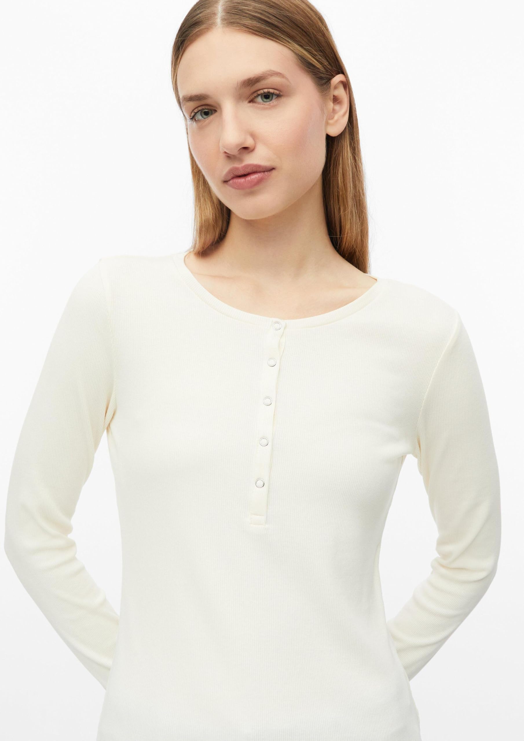 s.Oliver RED LABEL Ripp-Langarmshirt Slim Fit Knopfleiste