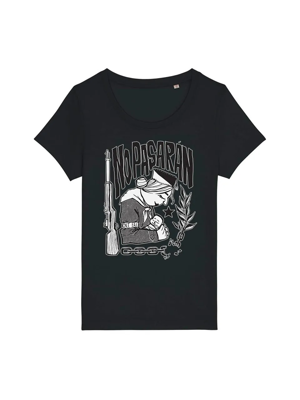 dna merch No Pasarán Damen T-Shirt Schwarz mit Print
