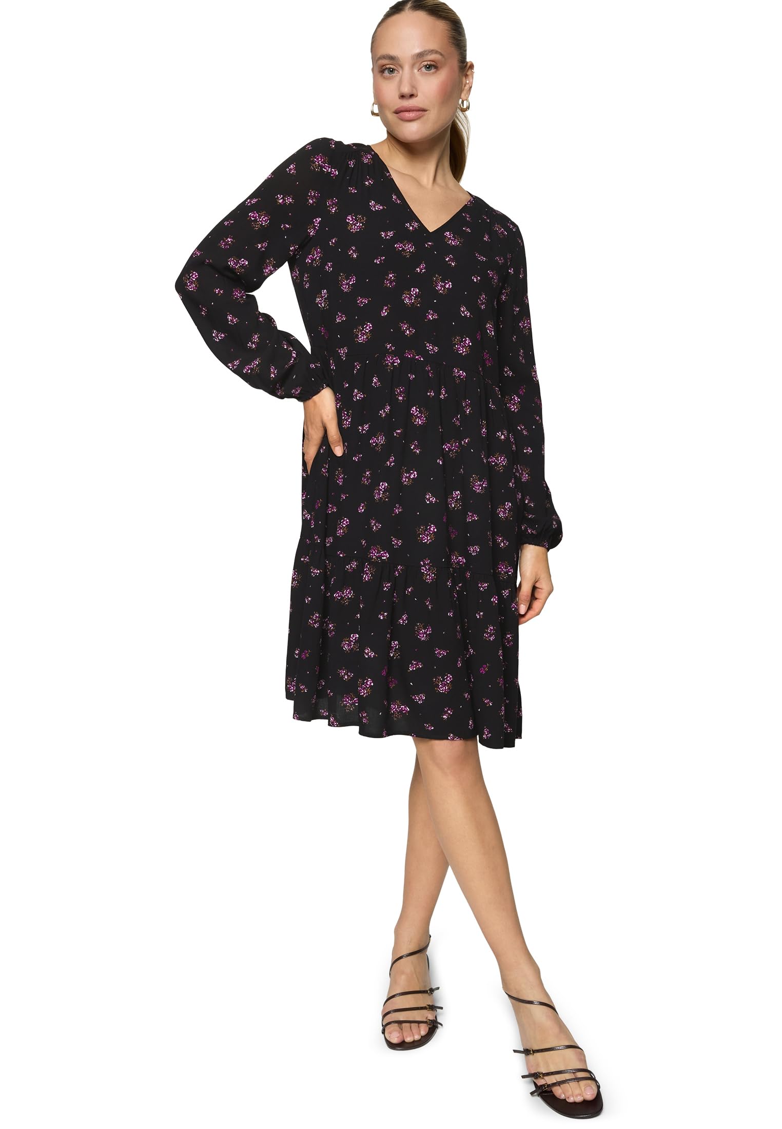 zero Blusenkleid mit Blumen Kleid 40 Black Pink
