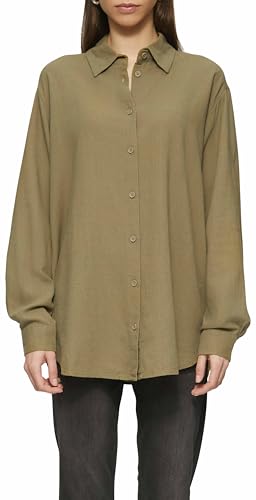 QS by s.Oliver lange Hemdbluse Viskose-Leinenmix Damen