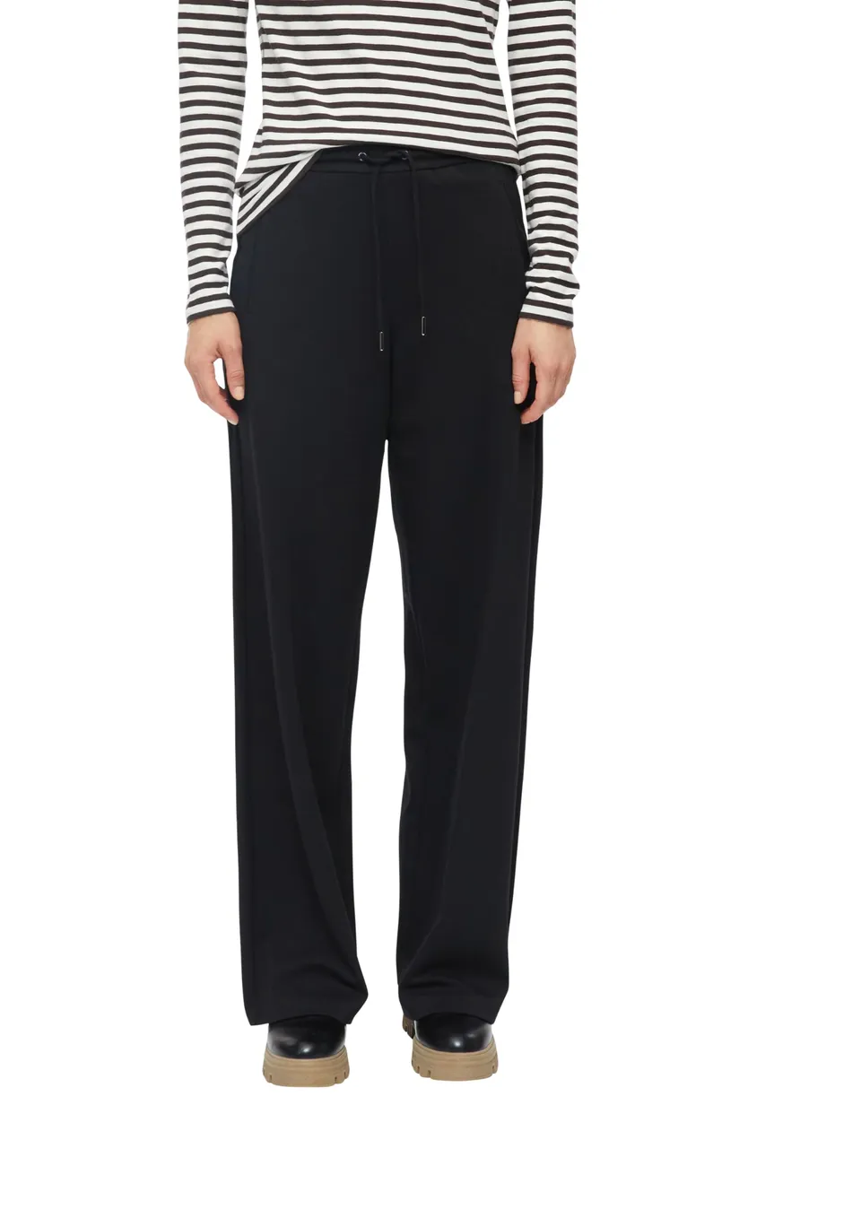 s.Oliver Red Label Hose Wide Leg Schwarz Elastikbund
