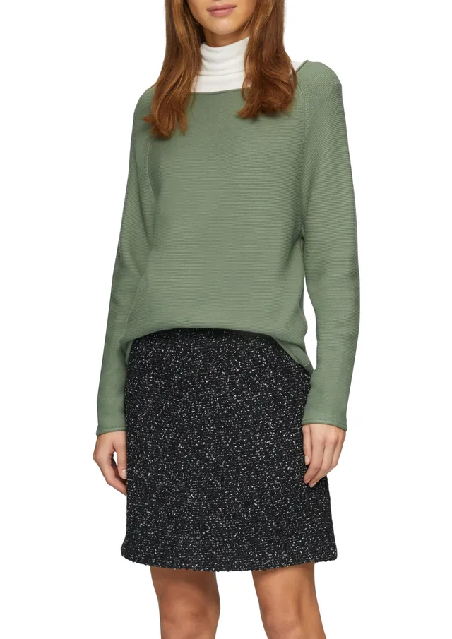s.Oliver Strickpullover U-Boot-Ausschnitt Rollsaum gestreift