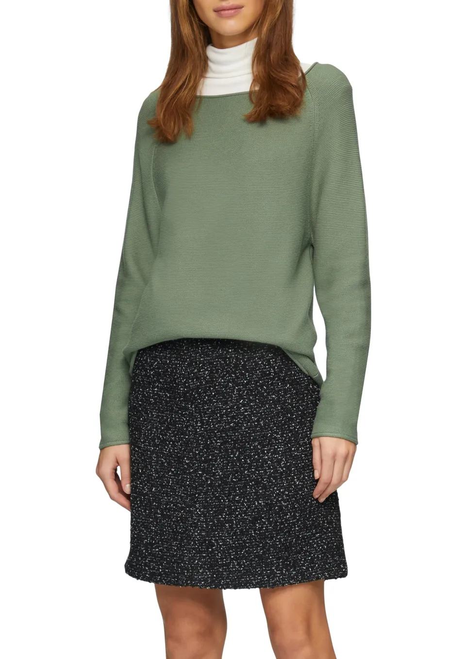 s.Oliver Strickpullover U-Boot-Ausschnitt Rollsaum gestreift