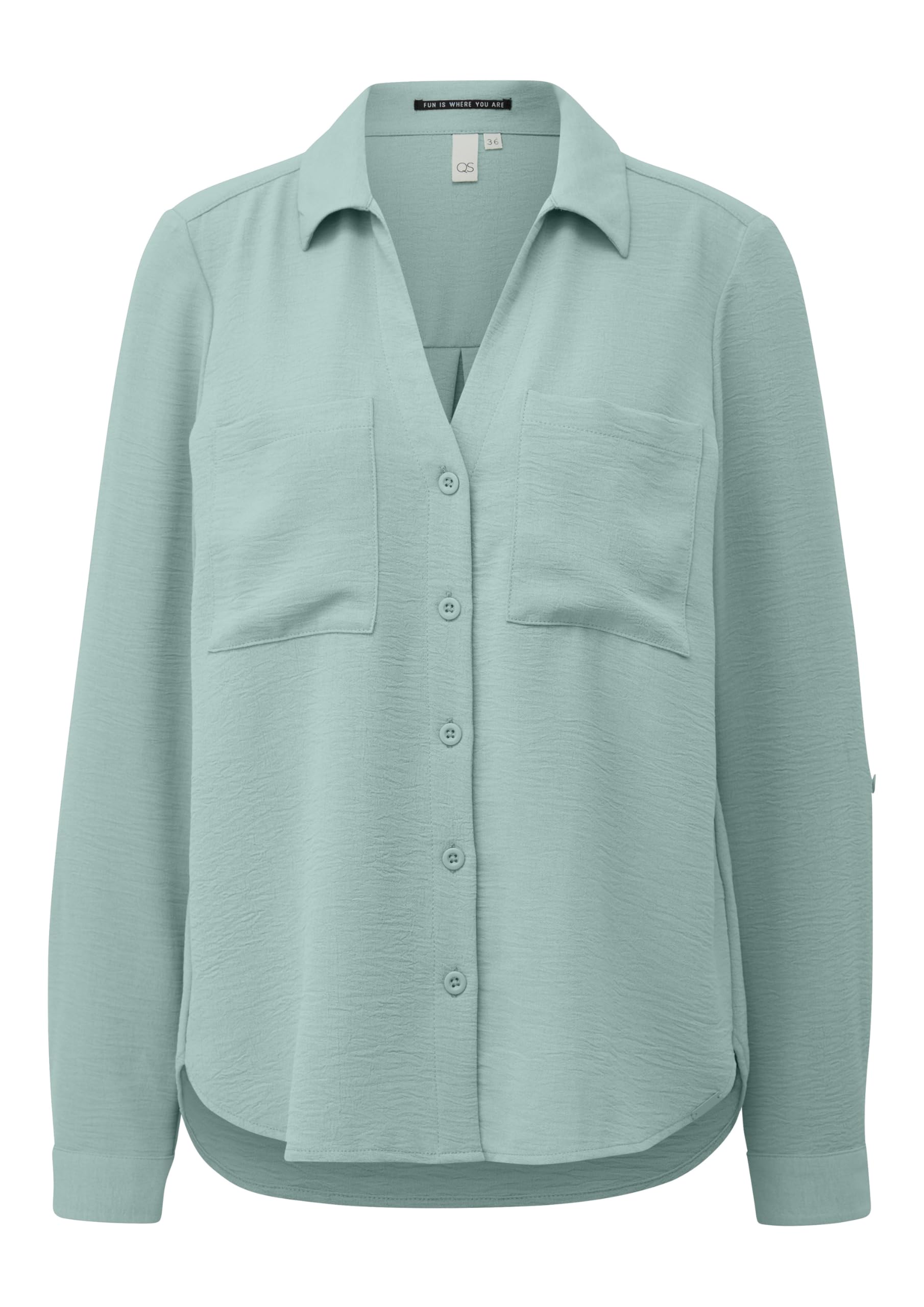 s.Oliver QS Crêpebluse mit Turn-up-Ärmel Bluse Gr. 40 leicht