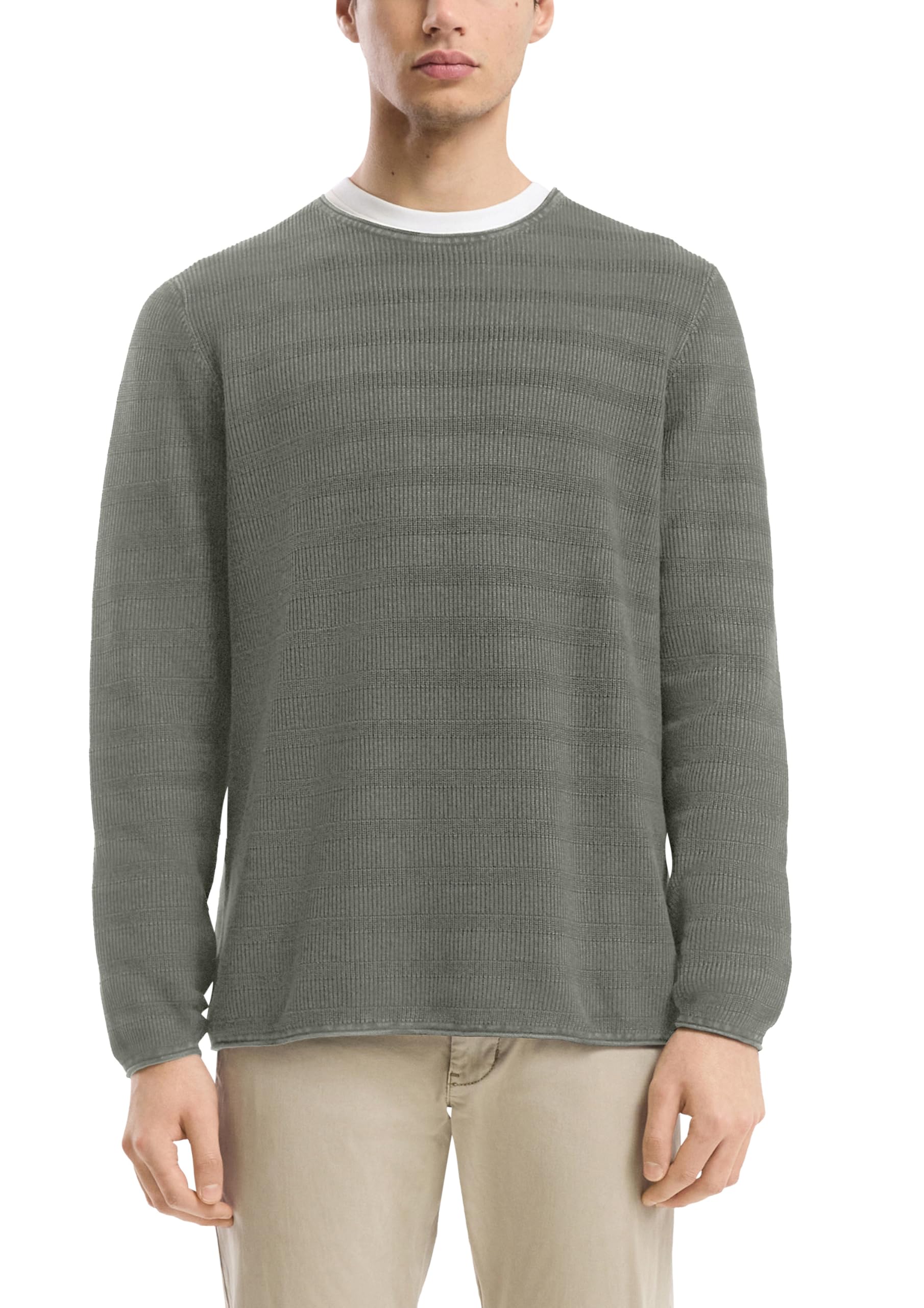 s.Oliver QS Strickpullover Rippstruktur Pullover olivgrün