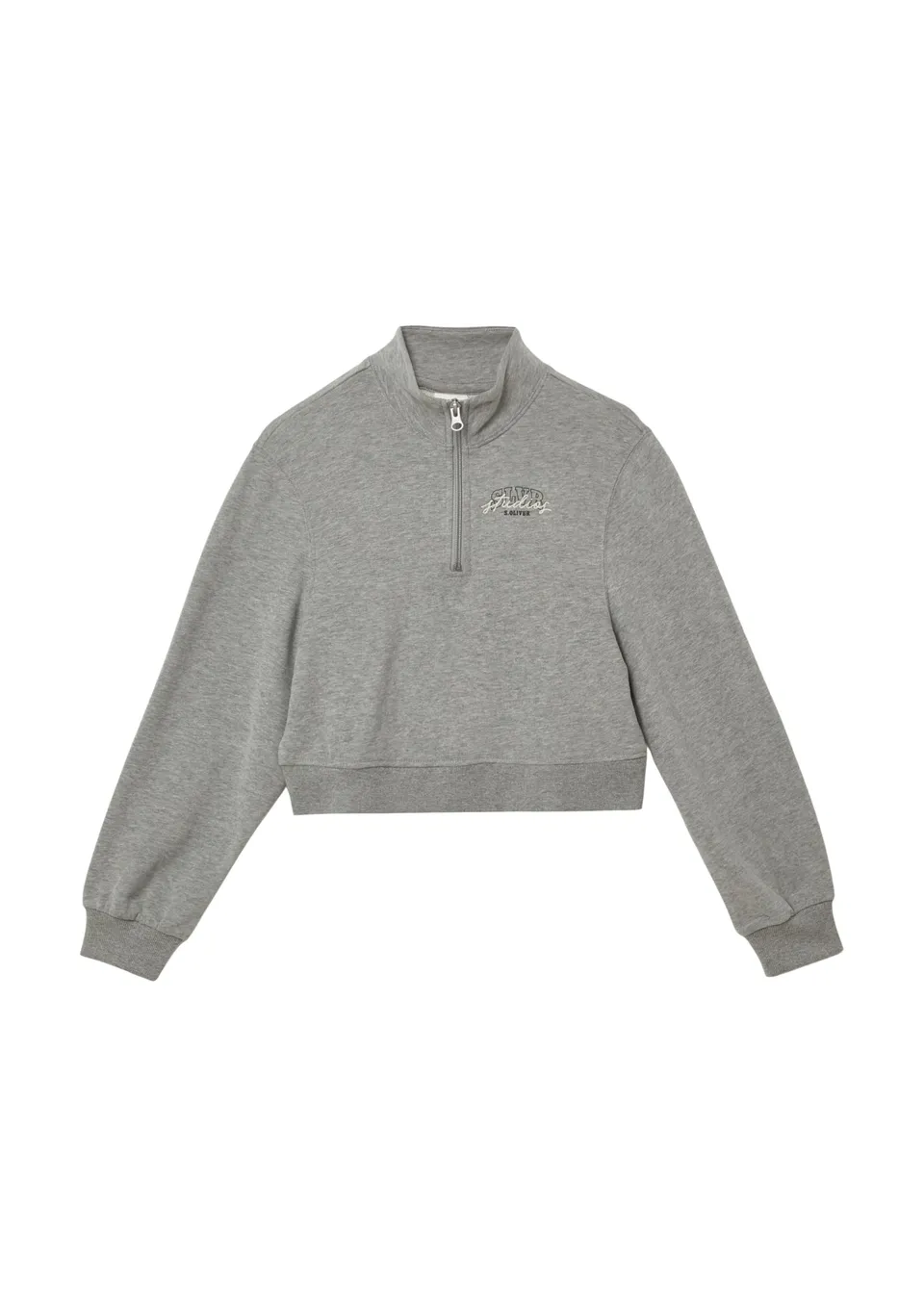 s.Oliver RED LABEL Cropped-Sweatshirt creme Stehkragen