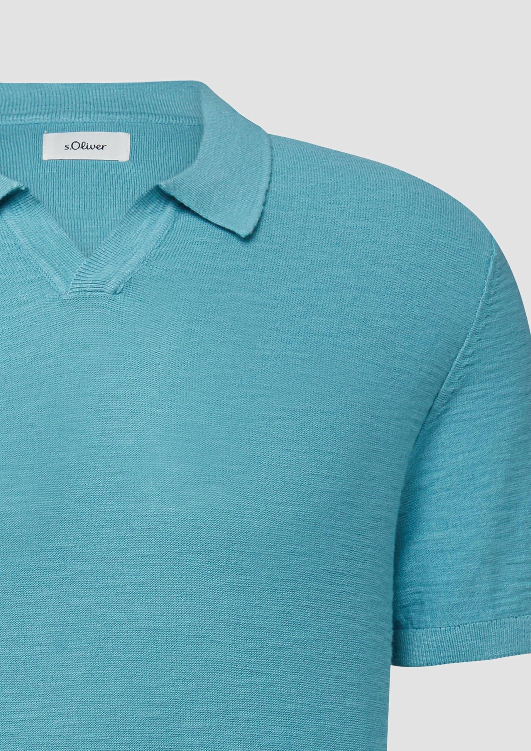 s.Oliver Red Label Strick-Poloshirt Flammgarn L Türkis