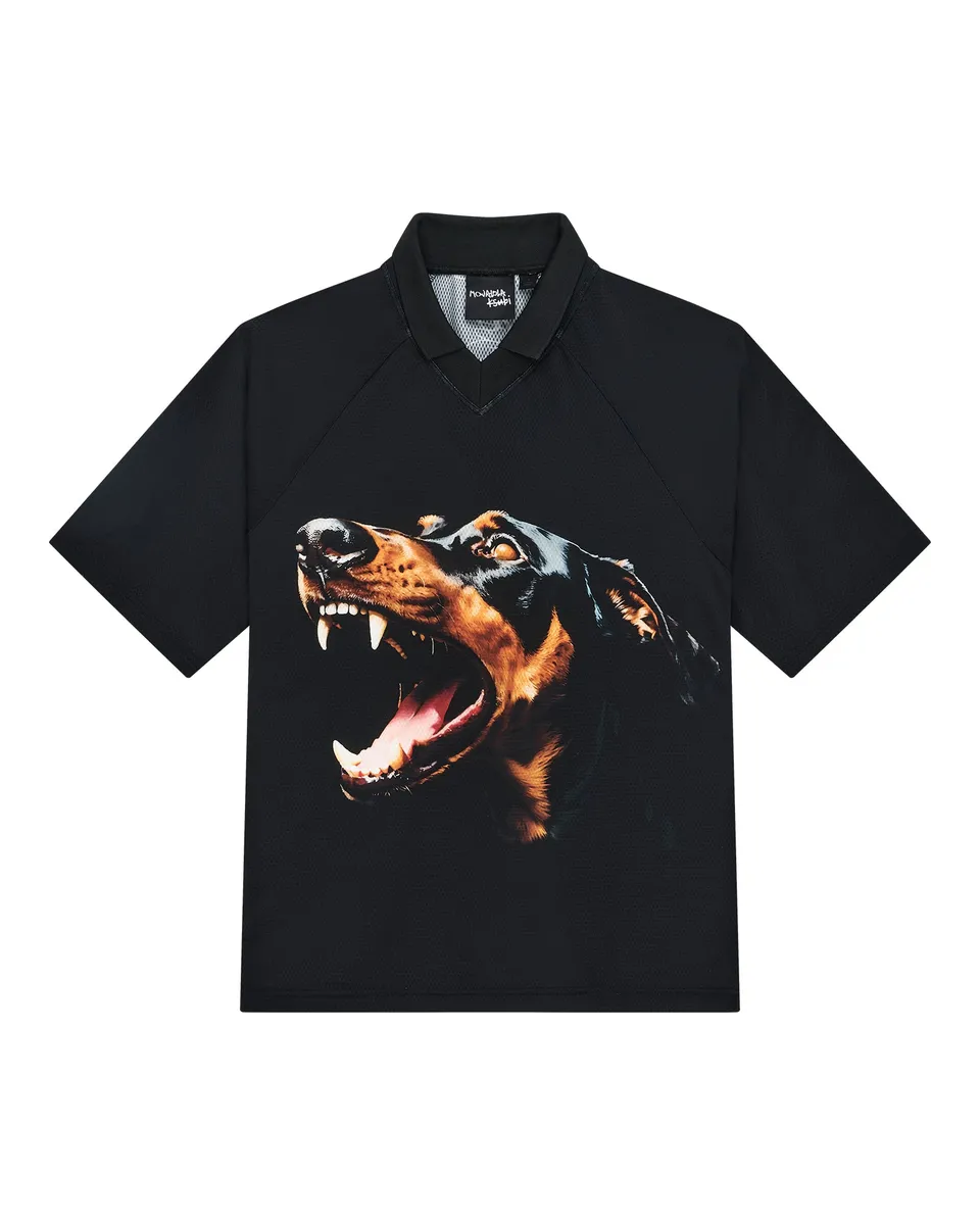 Mowalola Doberman Jersey Poloshirt Schwarz