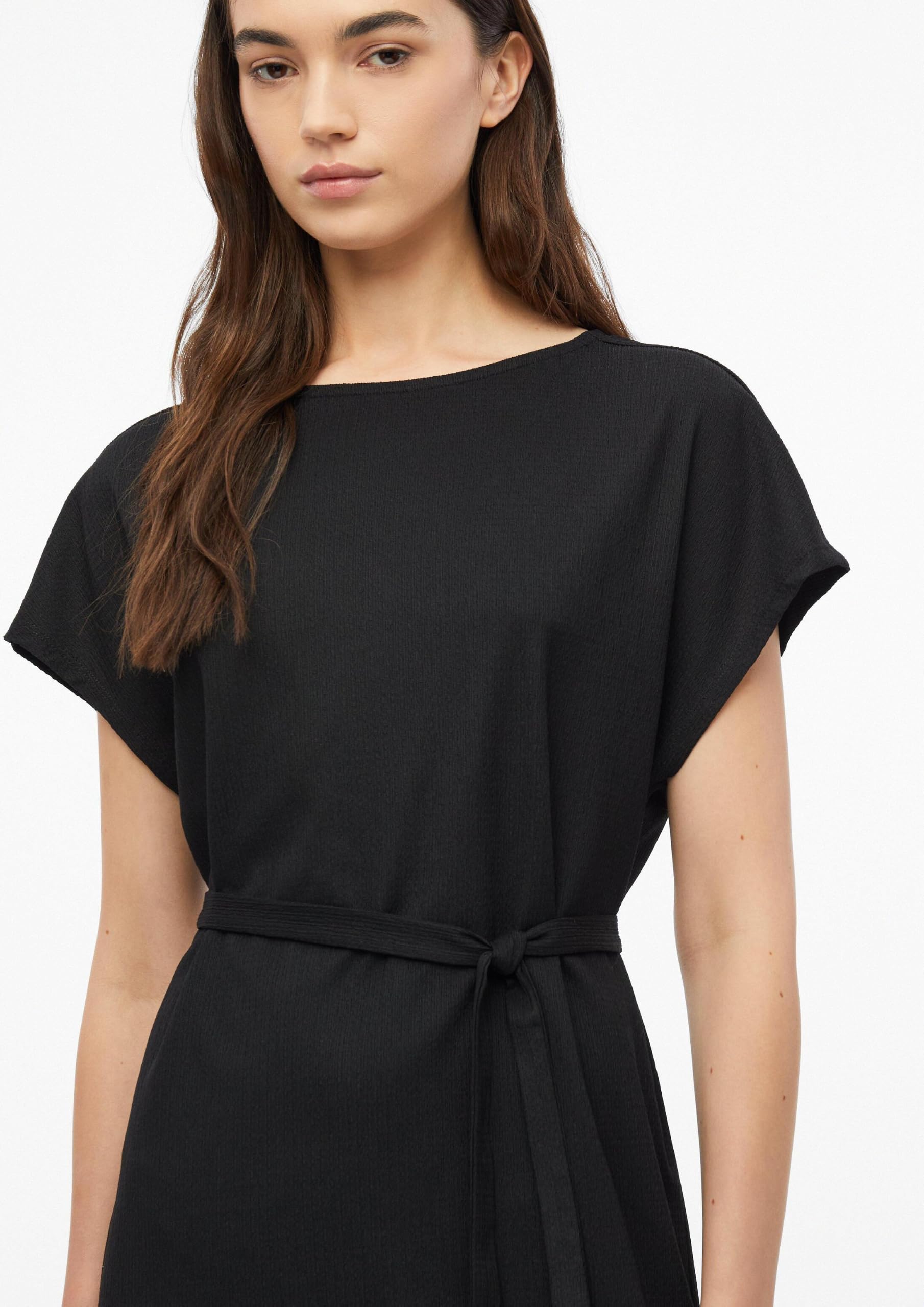 s.Oliver Red Label Jersey-Kleid Midi mit Bindegürtel dunkelblau