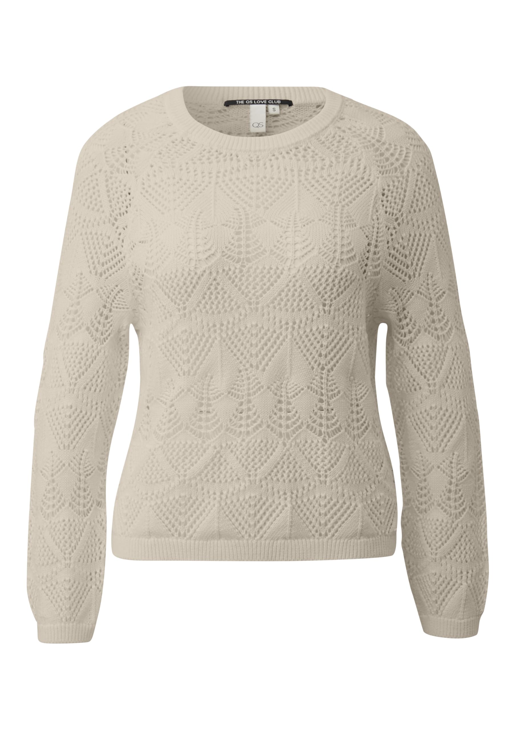 QS by s.Oliver Baumwollpullover Ajourmuster olivgrün