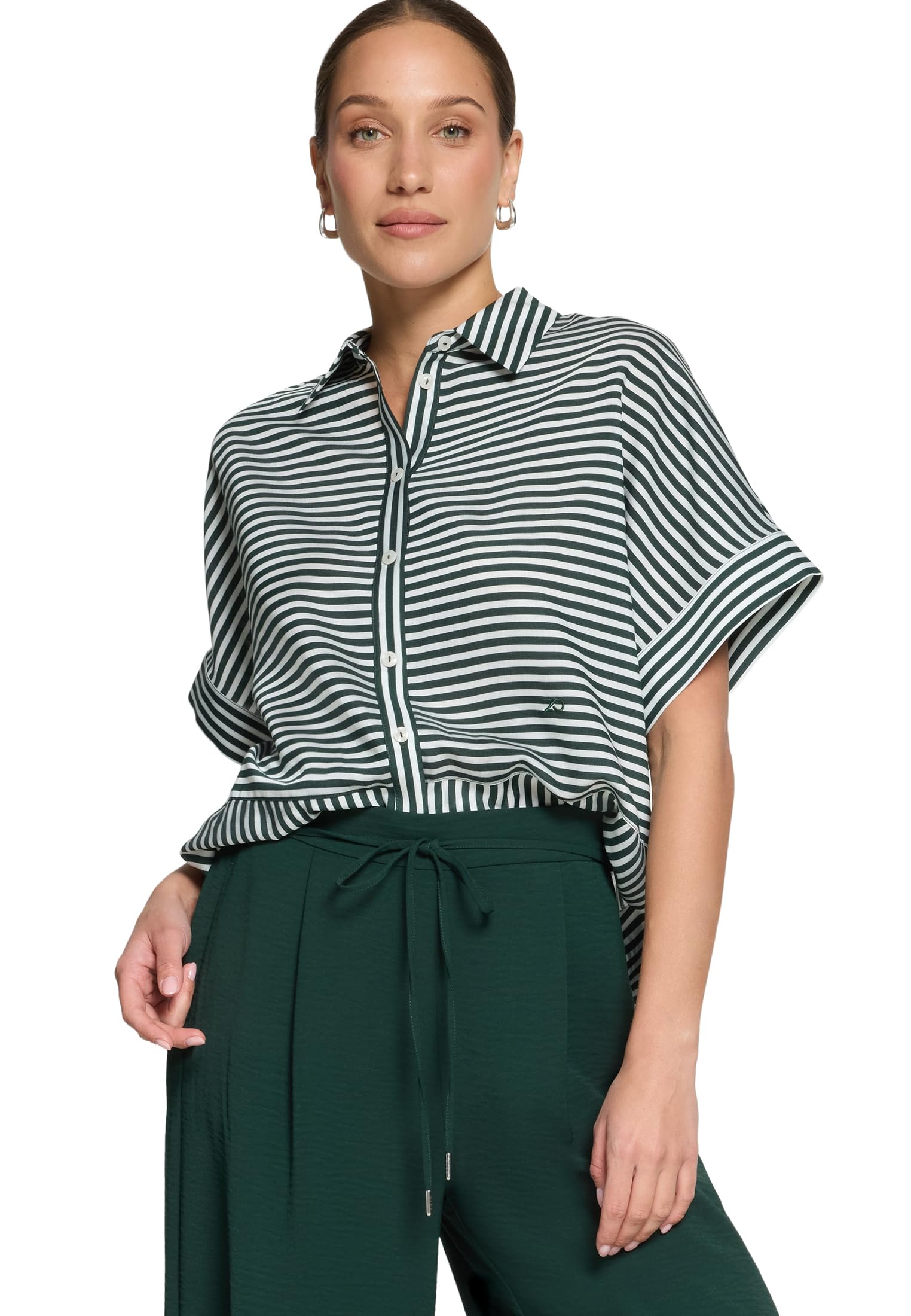 zero Hemdbluse mit Streifen Bluse 40 Green Cream gestreift