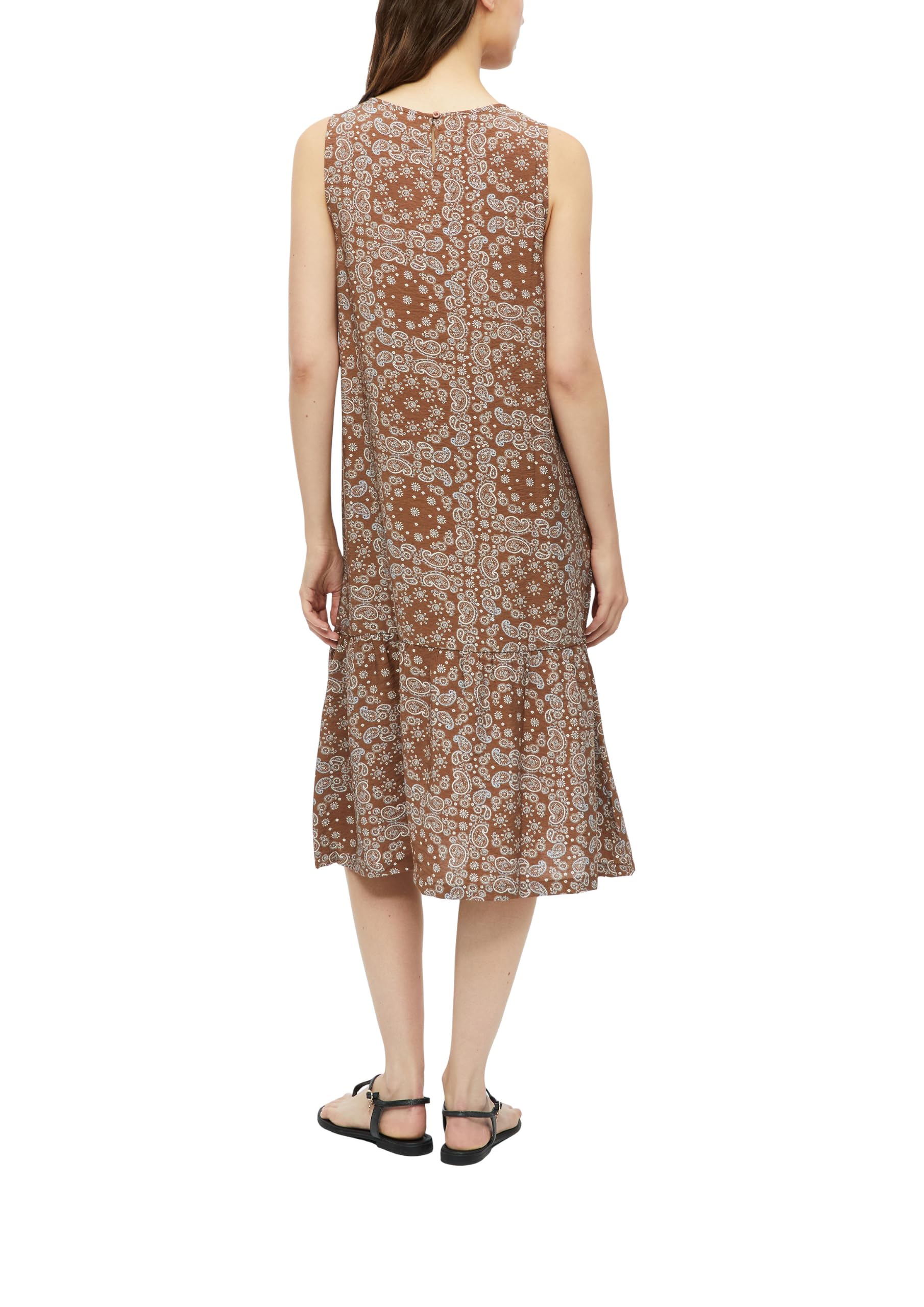 s.Oliver Red Label Kleid mit All-Over-Print und Raffung karamell