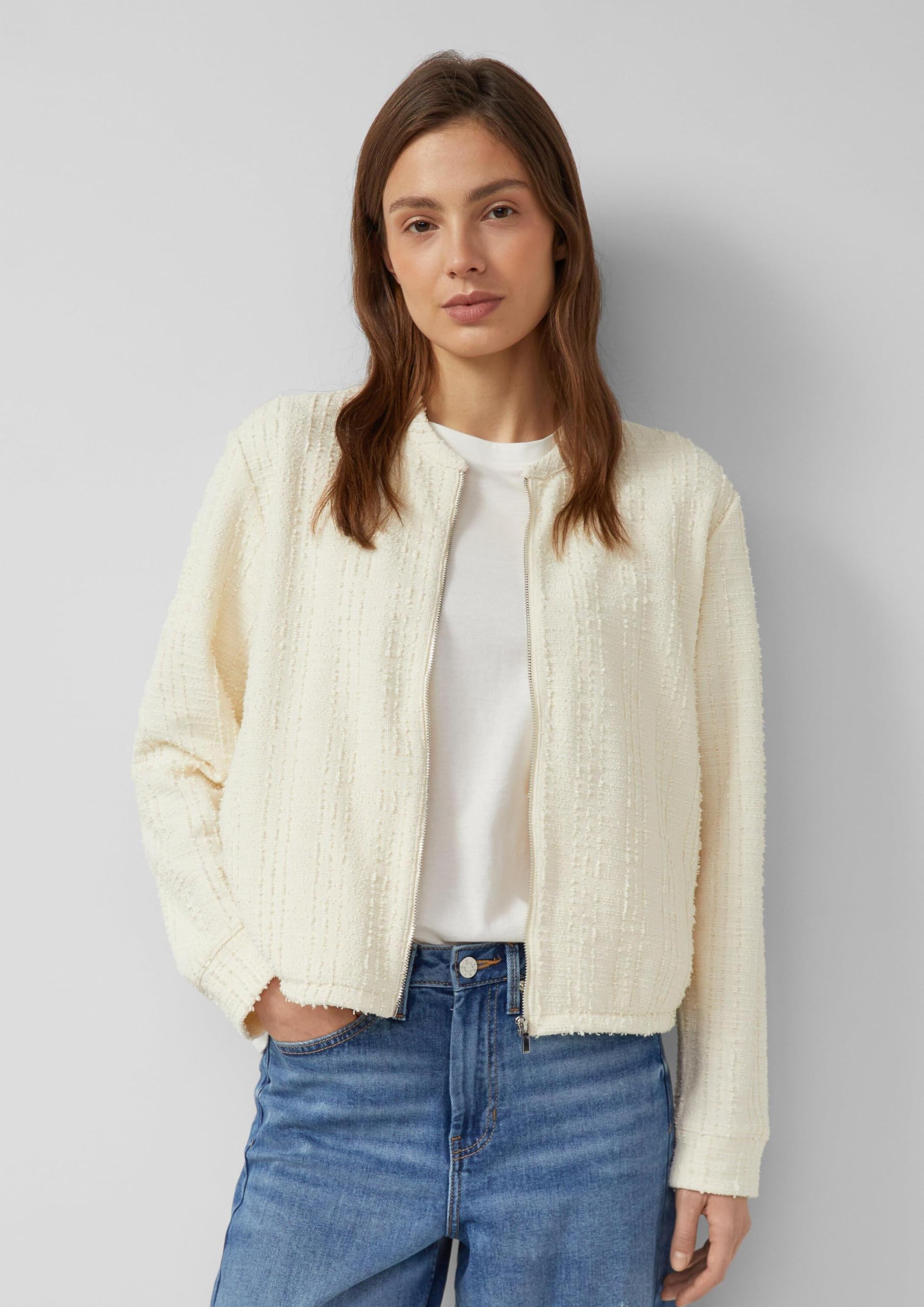 s.Oliver Red Label Sweatshirt-Jacke strukturiert Taschen