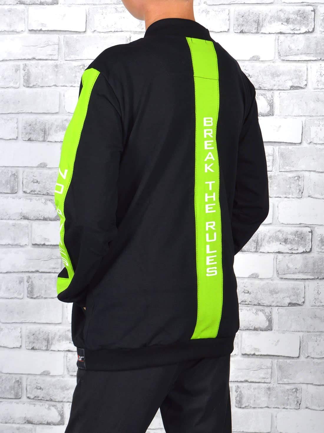 BEZLIT Jungen Sweatjacke Break Rules schwarz-hellgrün Zip